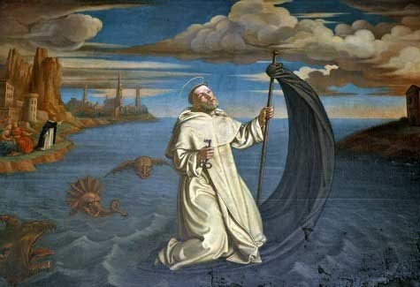Raymond of Peñafort crossing the water on his cloak